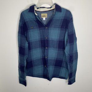 Roebuck & Co Mens M Blue Plaid Long Sleeve Button Up Shirt